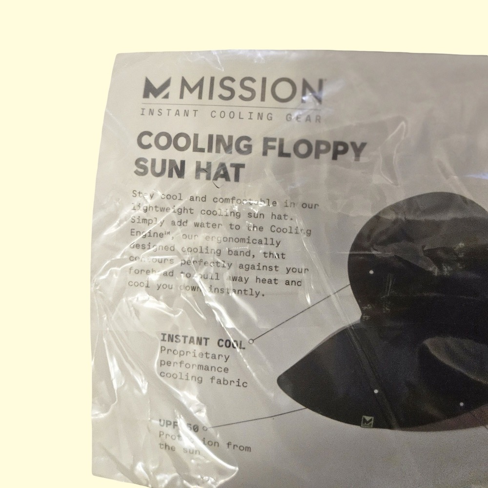 Mission Cooling Floppy Sun Hat White Green Palm Leaf Print UPF 50 Summer Hat - Picture 5 of 6